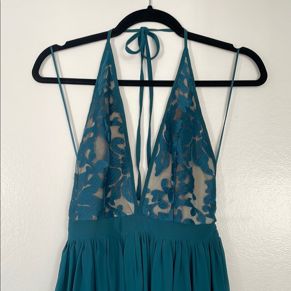 Elegant Teal Halter Dress